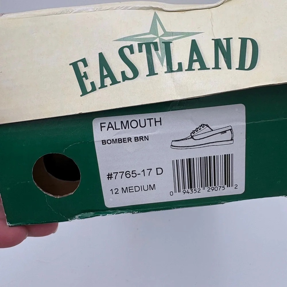 Eastland Mens Falmouth Bomber Brown Leather‎ Boat Shoes Size 12D